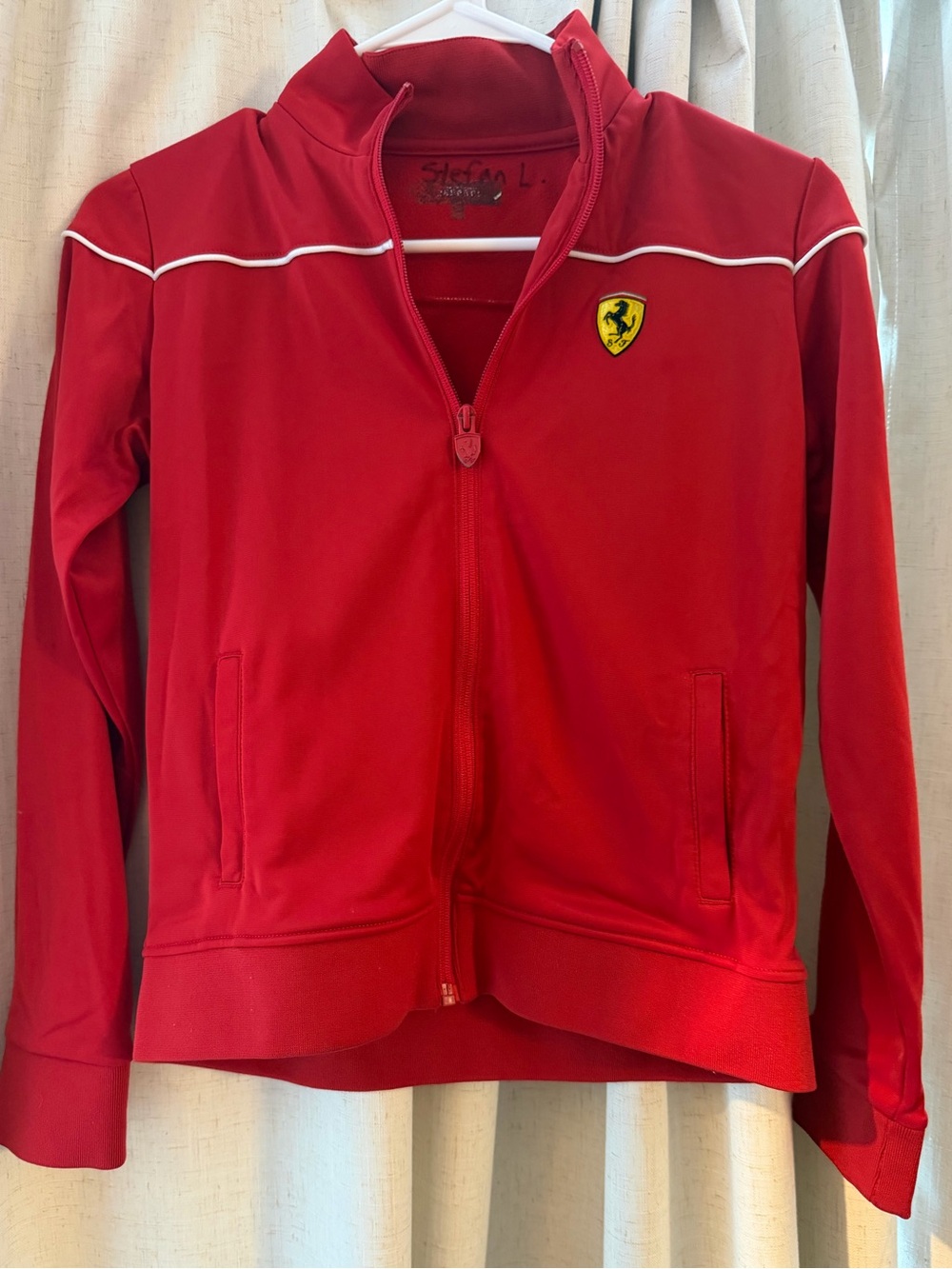Ferrari Red Kids Zip-Front Track Jacket with Shield Patch